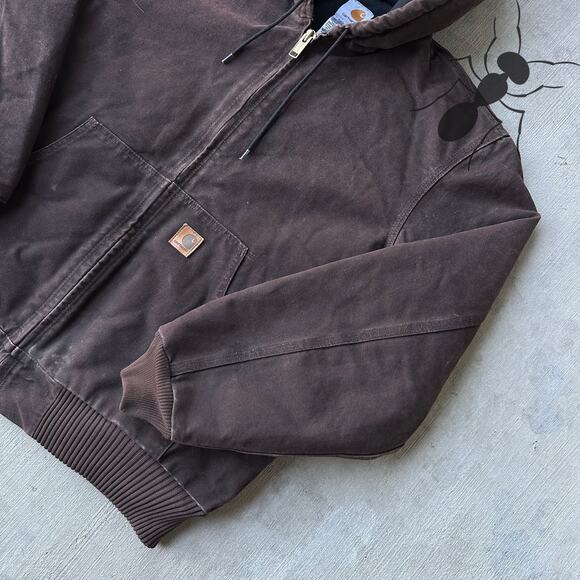 Vintage Y2K Carhartt J130 DKB brown hooded work wear jacket - Picture 4 of 9